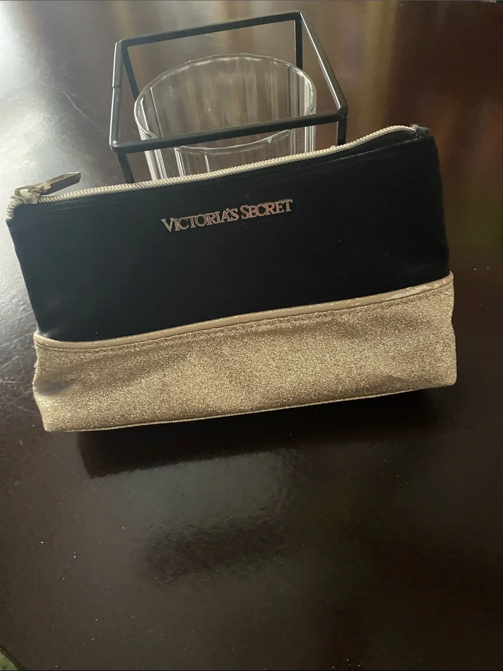 Victoria's Secret Black and Gold Two-Tone Cosmetic Case